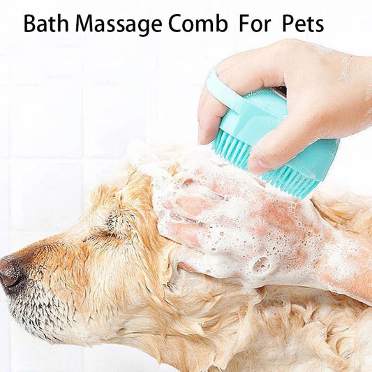 Pet Shampoo Brush Set Soft Silicone Massage Bristles Built-in Storage