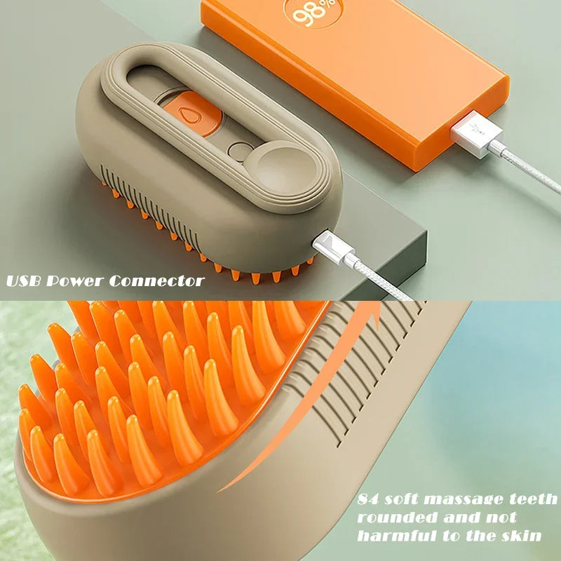 3 in 1 Pet Electric Steam Brush Cat and Dog Cleaning Spray Massage